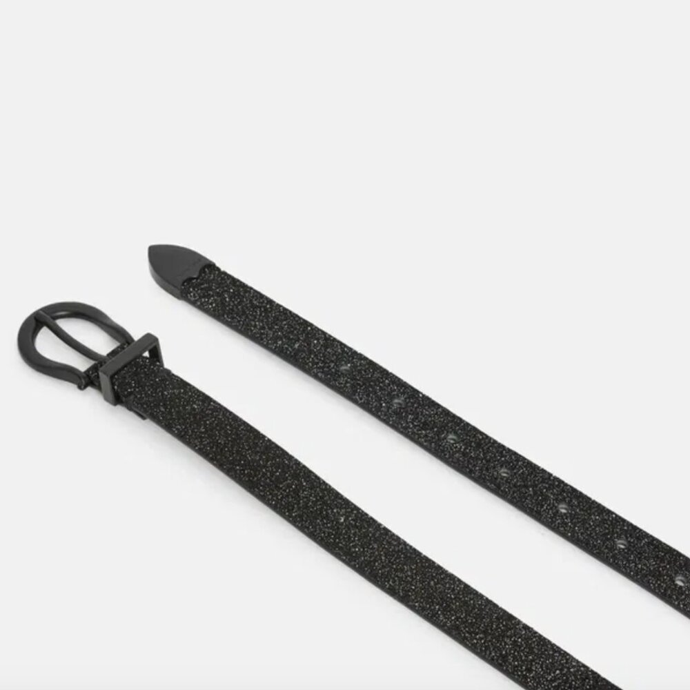 AllSaints Luna Sparkle Skinny Leather Black Western Belt Size Medium NWOT - Picture 3 of 16